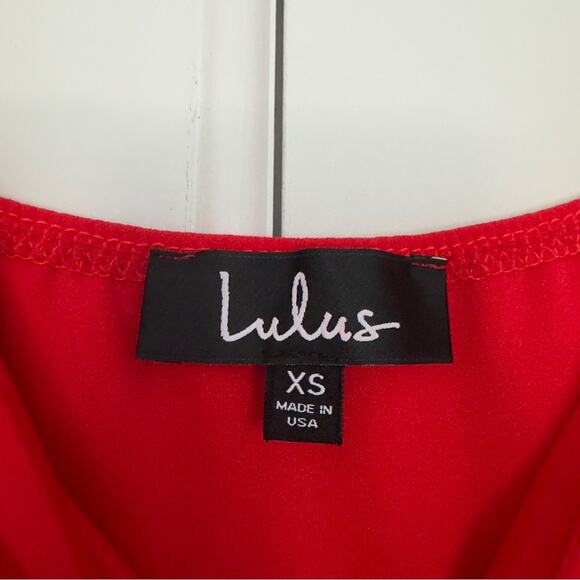 Lulus Romantic spaghetti strap mini dress faux wrap pleated v-neck red Valentine - Picture 3 of 8